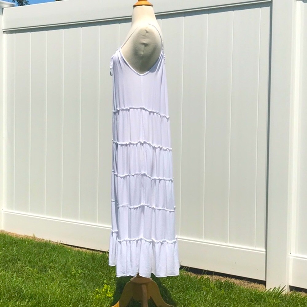 Raviya White Tiered Midi Dress Adjustable Strap Size Small - Picture 8 of 16
